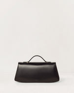 Kassandre Colonne clutch in black cow leather with silver hardware, rigorous lines, back view