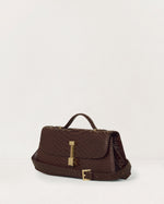 Kassandre Colonne mini hobo bag in brown python-effect leather, column volume, adjustable removable strap ,crossbody bag ,three quarter view